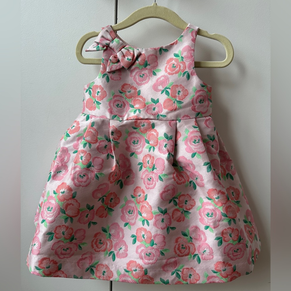 Janie and Jack Pink Floral Dress with Bow